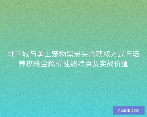 地下城与勇士宠物黑炭头的获取方式与培养攻略全解析性能特点及实战价值 地下城与勇士宠物黑炭头的获取方式与培养攻略全解析性能特点及实战价值